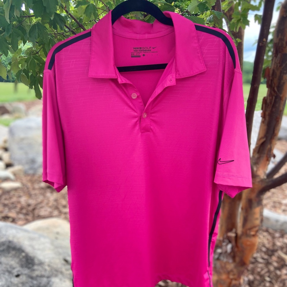 Men’s Nike Golf Dri-Fit Hot Pink Polo, Size Large
